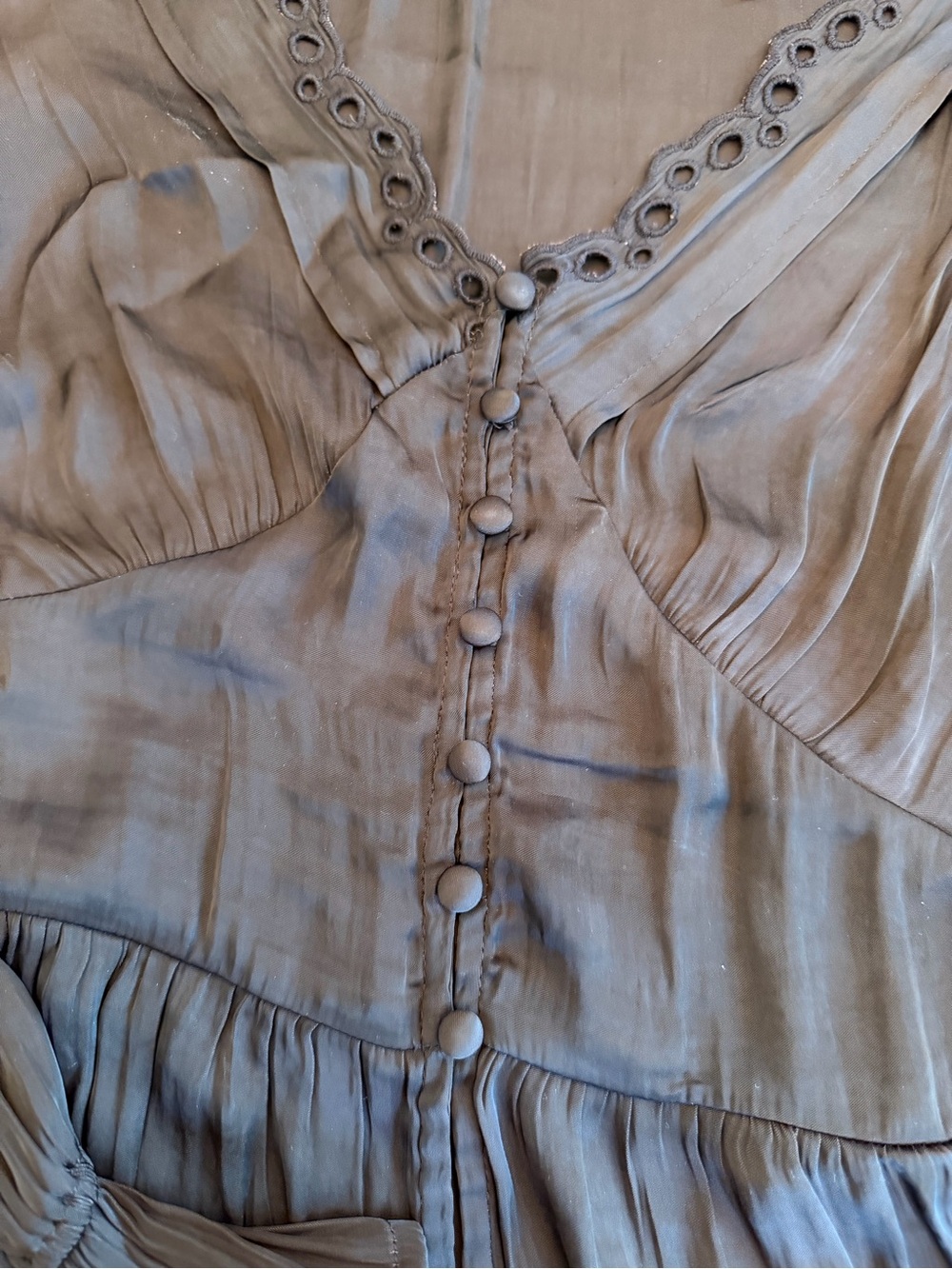 NWT Gap Eyelet V-Neck Peplum Top Feminine Vibes Brown Large - Picture 6 of 6